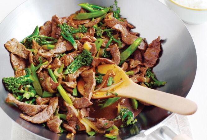 Fleisch mit Ingwer rösten